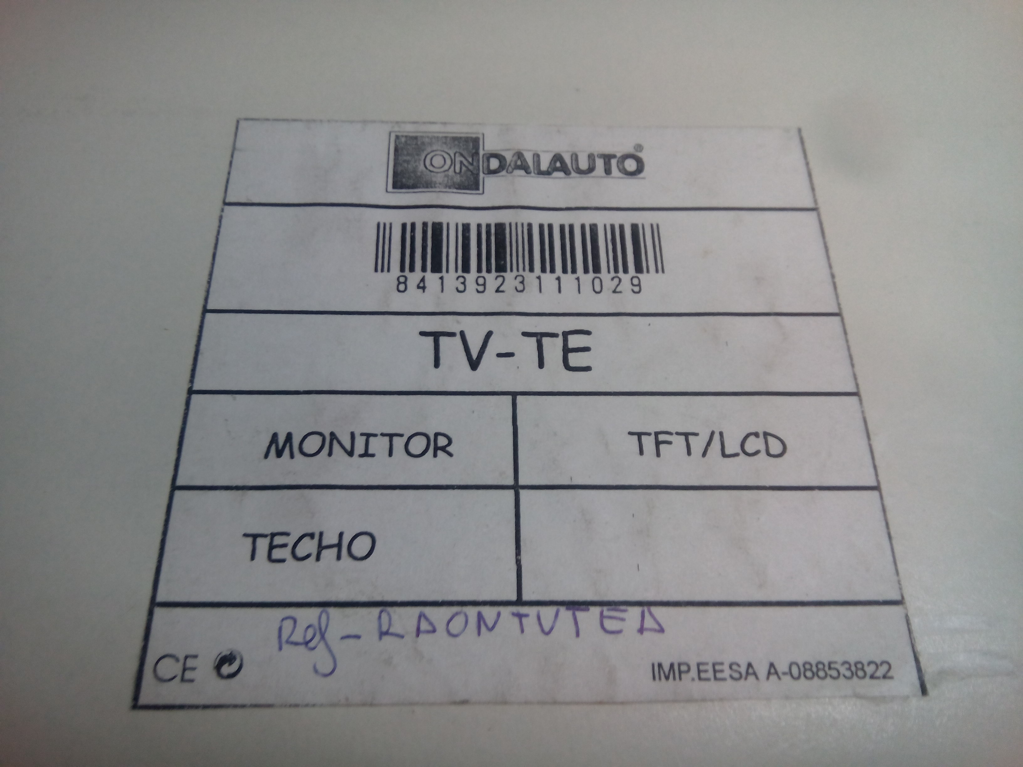 MONITOR TECHO 6,8" TFT-LCD COLOR REF. RAONTVTEA